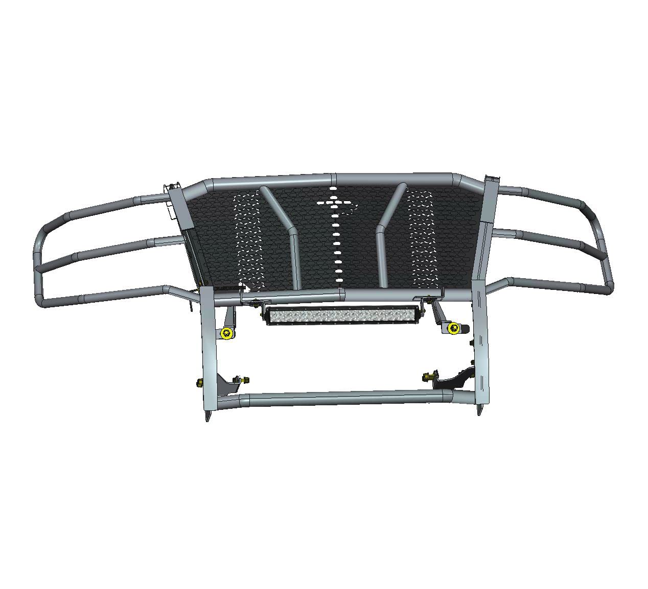 Heavy Duty Black Horse Rugged Grille Brush Bumper Guard Modular Black Come with 20" Double Row LED Light Compatible with 2015-2023 Chevrolet Tahoe|2015-2020 Chevrolet Suburban-RU-CHTA15-B-K1