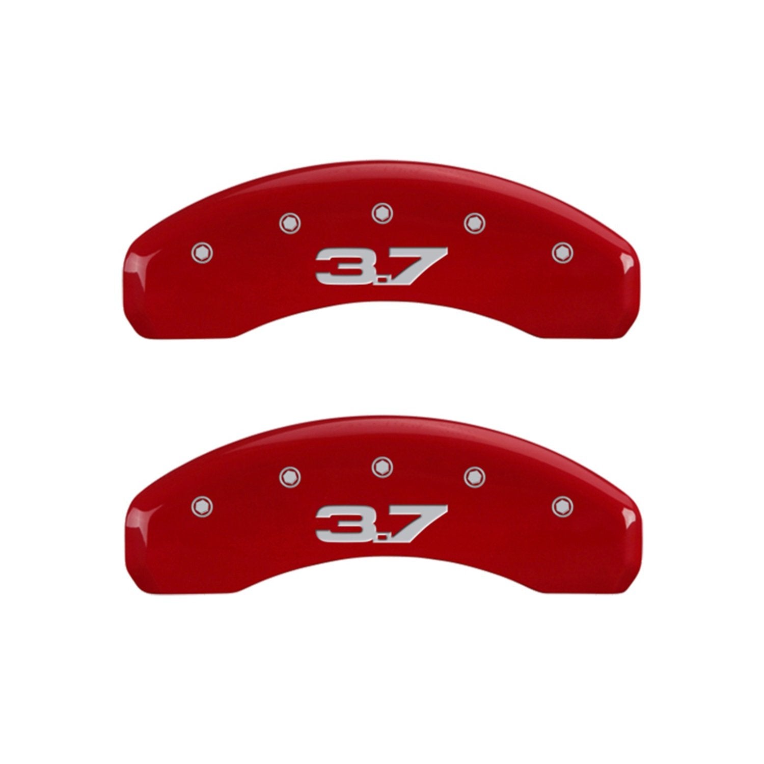 MGP 10202SM32RD Caliper Covers Red Powder Coat Finish Engraved Front Mustang Rear 3.7 Caliper Cover, (Set of 4)