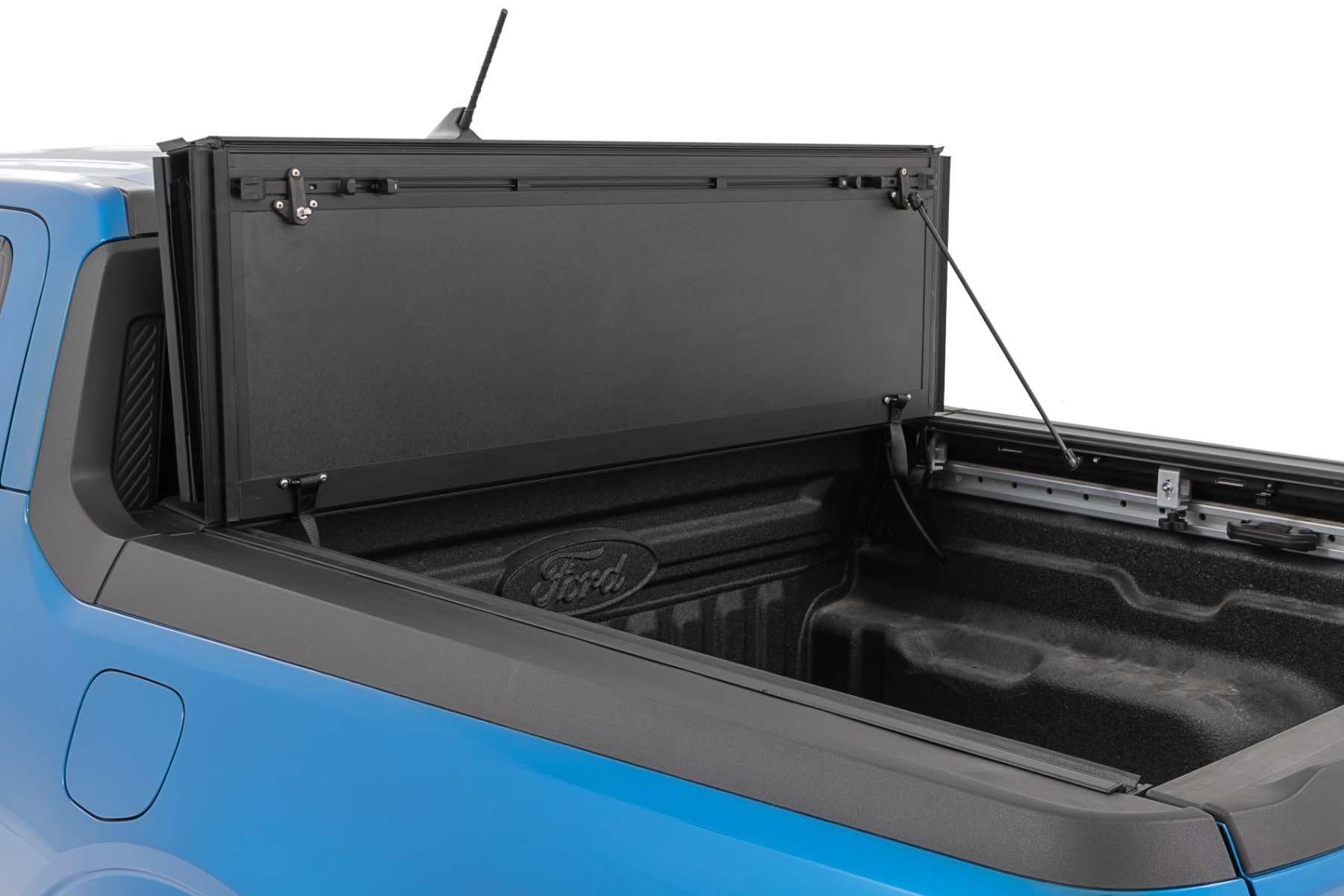 Rough Country Hard Tonneau Cover Tri-Fold for Ford Maverick (2022-2025) - Aluminum Flip-Up Folding Bed Cover, Fits 4'6 (54.4") Bed