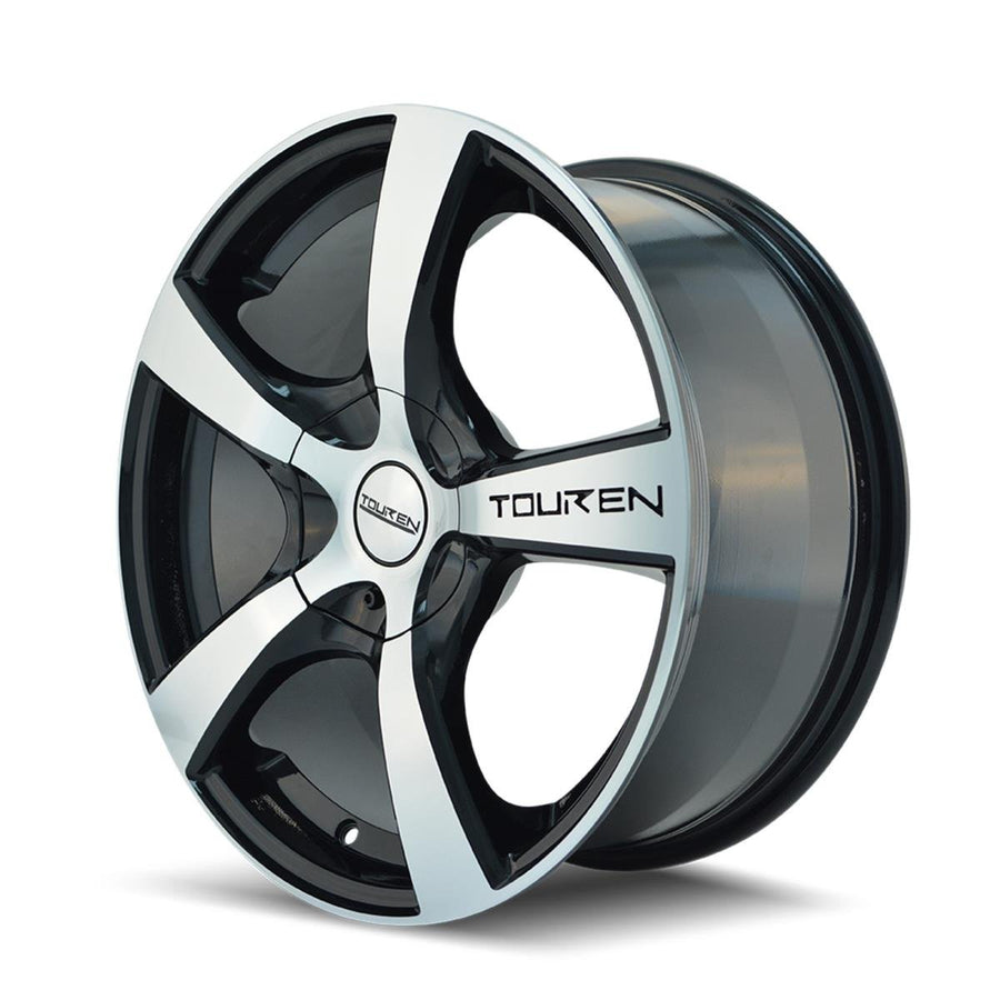 TR9 Touren Black/Machined Face/Machined Lip Wheel with Alloy Steel (17 x 7. inches /100 x 100 mm, 48 mm Offset)