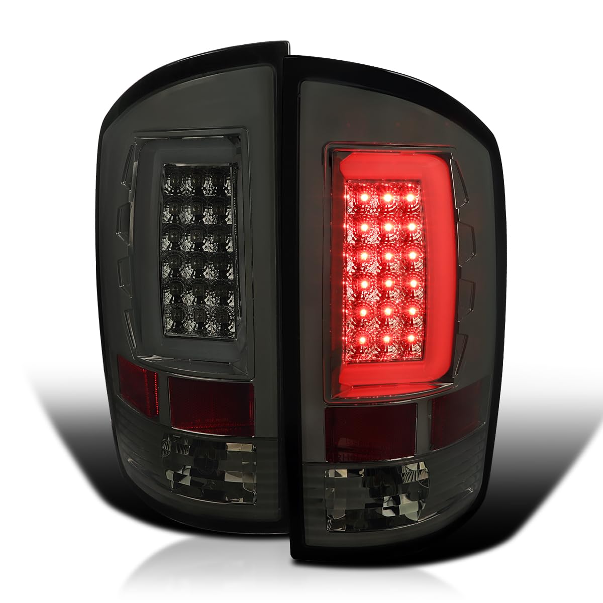 Smoke LED Bar Tail Lights SPEC-D TUNING Compatible with 2002-2006 Dodge Ram 1500/2500/3500, Left + Right Pair Assembly