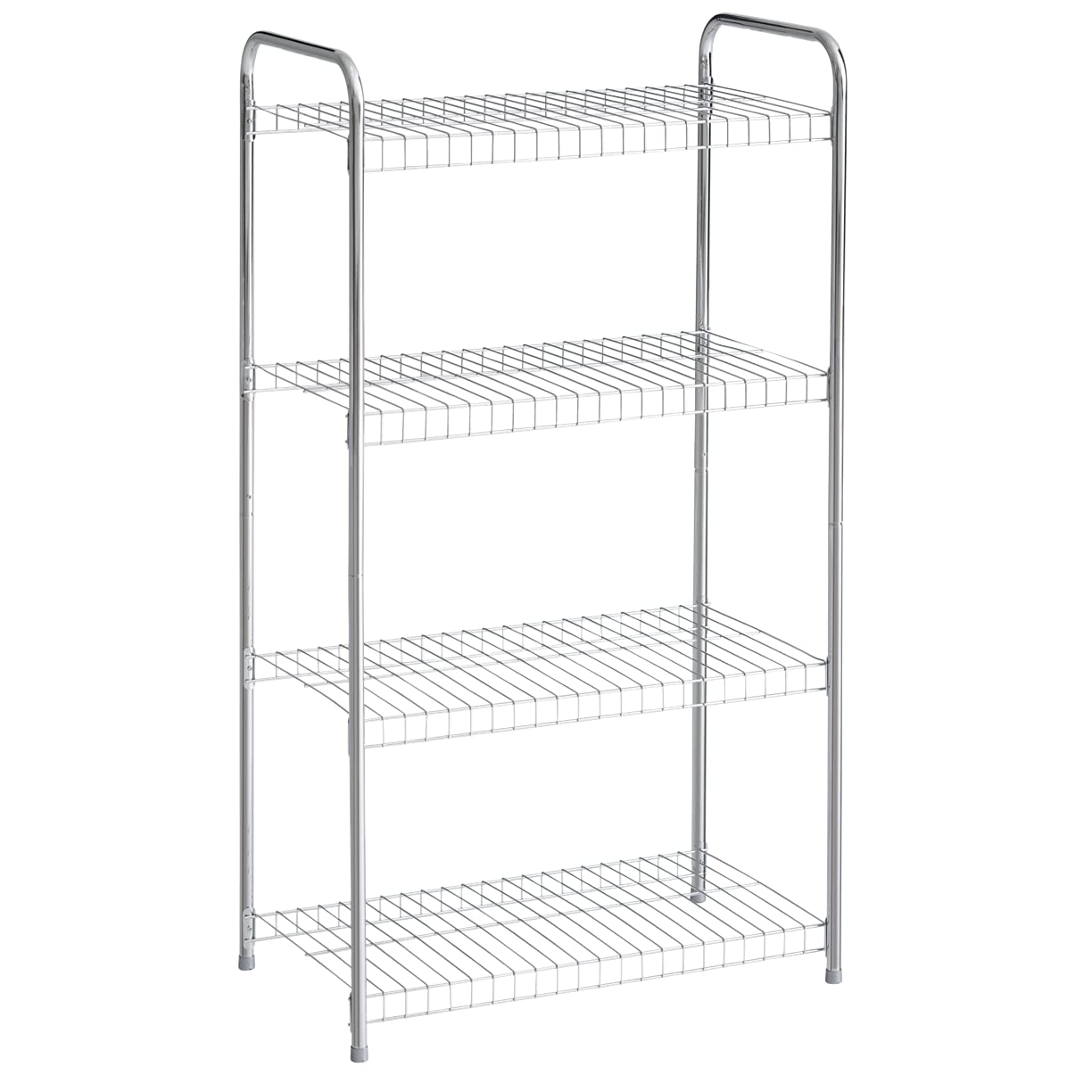 Rubbermaid Heavy Duty 4-Tier Wire Shelf, Satin Nickel, Easy Assemble with Hardware Included, for Food/Laundry/Closet Home Storage Use