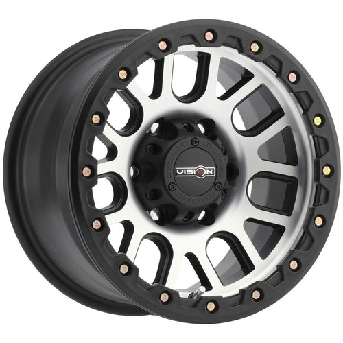 Black VISION OFF-ROAD NEMESIS Wheel with Matte MACHINED FACE (0 x 9. inches /5 x 127 mm, 0 mm Offset)