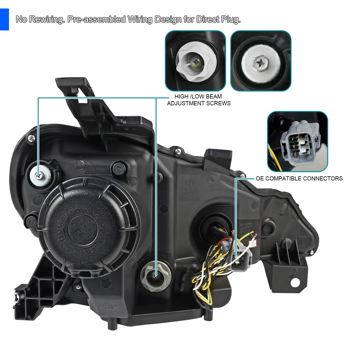 Sequential LED Turn Signal Projector Headlights SPEC-D TUNING Compatible with 2013-2016 Scion FR-S with Factory Halogen Headlights