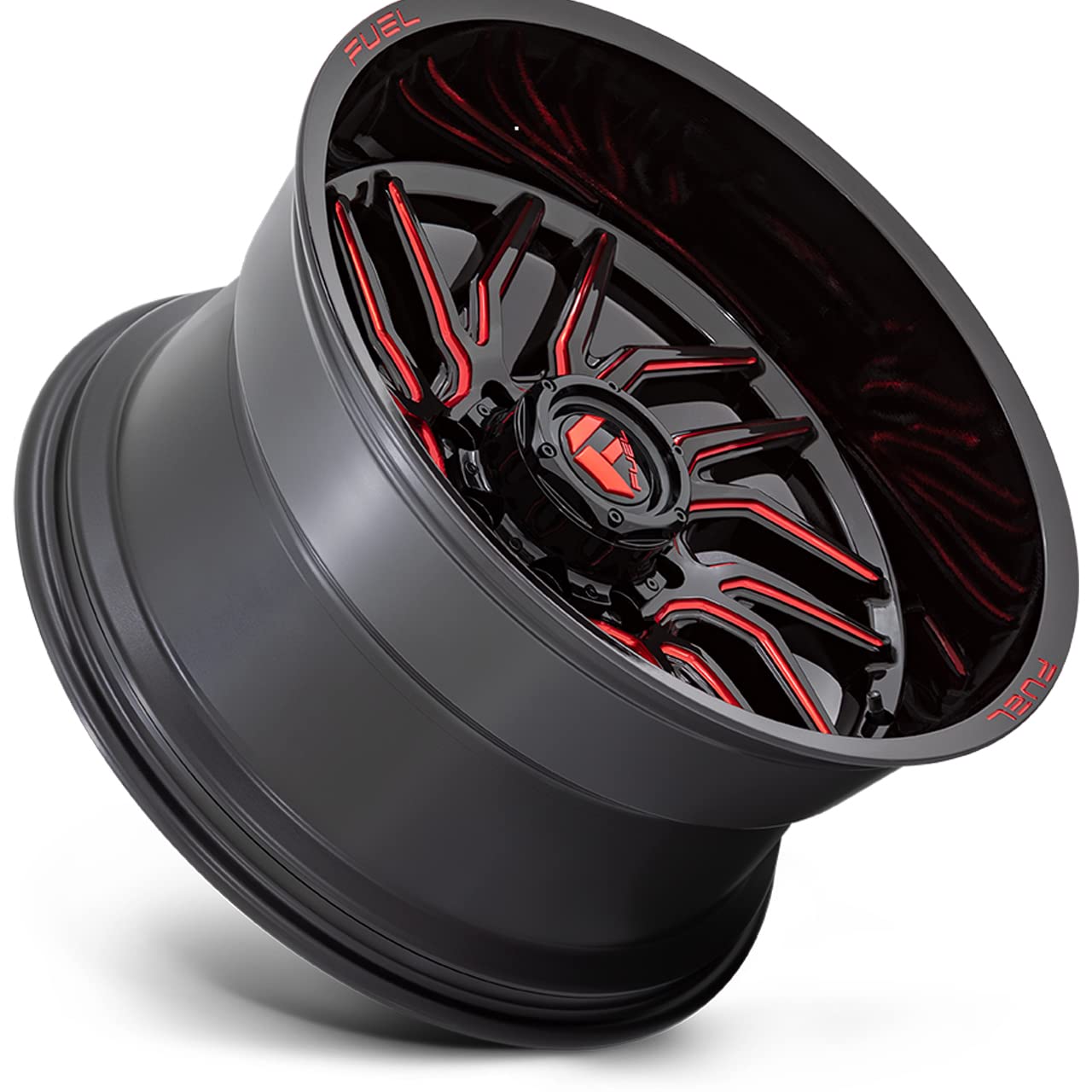 FUEL OFF-ROAD D808 24X12 HURRICANE, 5X5.0, 4.77, -44mm GLOSS BLACK MILLED RED TINT - D80824207547