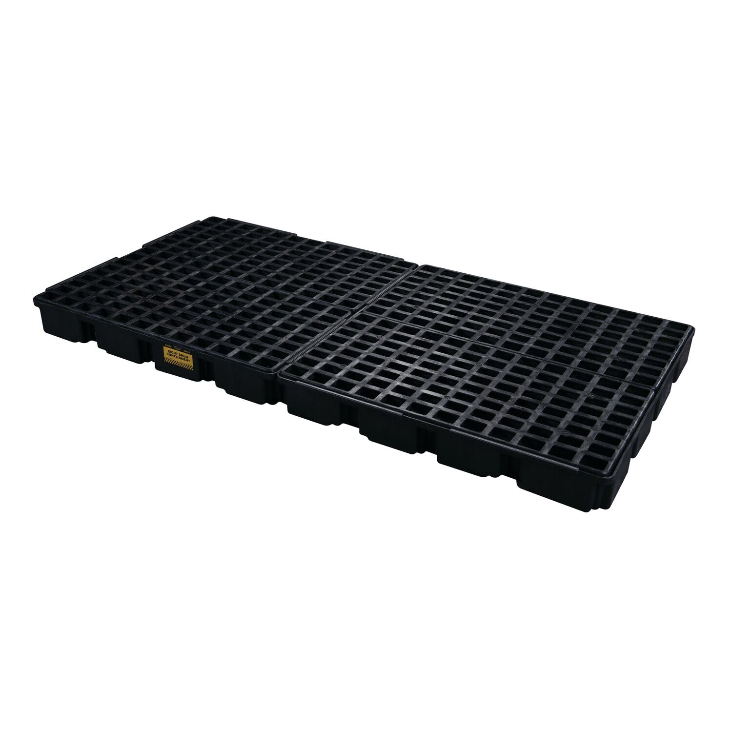 Eagle Drum Spill Platform 8 with Drain and Forklift Pockets, 103.5"x51.5"x6.5", 121 Gallon Sump, 10,000 lbs. Load Capacity Containment Tray, Made in USA, Black, 1688BD
