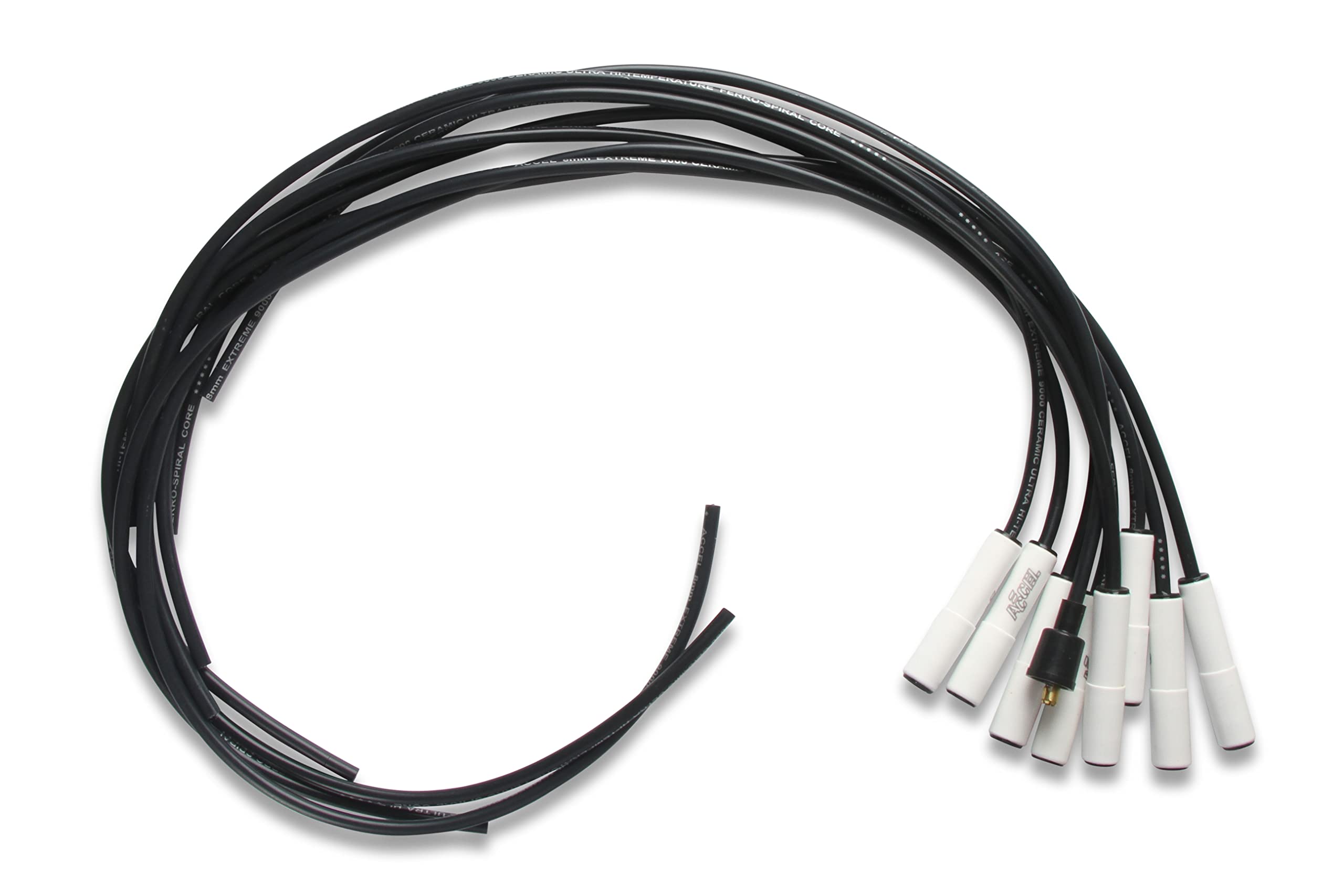 9000C ACCEL Extreme Spark Plug Wire Set - Universal - 180 Degree White Ceramic Boots