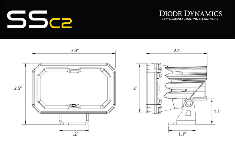 Stage Series Diode Dynamics 2 Inch Roll Bar Chase Light Kit, SSC2 Sport Yellow (Pair)