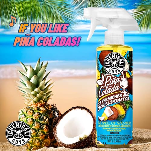 Chemical Guys Pina Colada AIR22916 Air Freshener and Odor Eliminator, (Great for Cars, Trucks, SUVs, RVs, Home, Office, Dorm Room & More) 16 fl oz