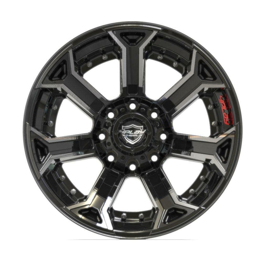 4PLAY Wheels 4P70-22120-8650-44BBT Painted Brushed Black Wheel (22 x 12. inches /8 x 165 mm, -44 mm Offset)