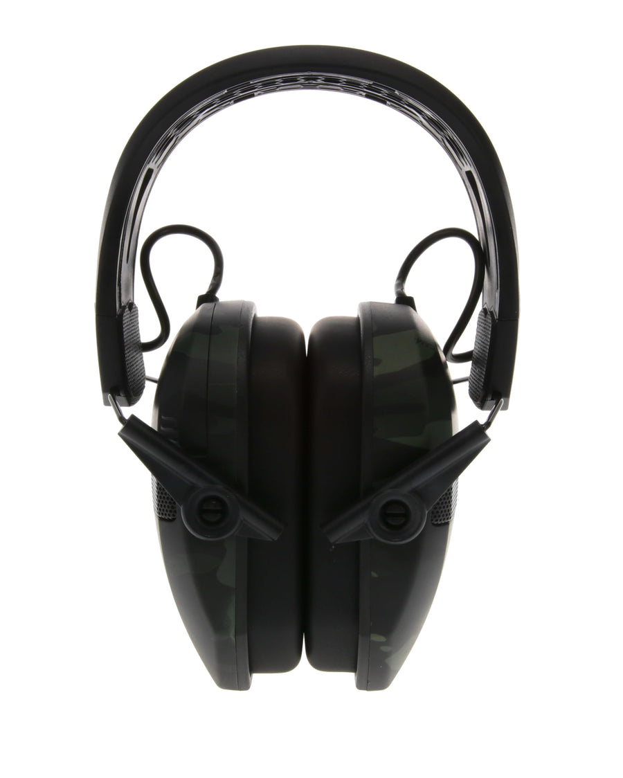 Multicam Grey Camo Walker's Razor Tacti-Grip Earmuffs, High Performance Silicone Composite Slip Free Headband- Natural Sound Clarity Full Dynamic Range 23 NRR, Multicam camo