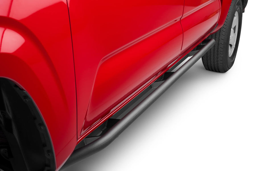 Trail Sliders RealTruck for Toyota Tacoma | Cab Length, Heavy Duty 2" Tubing, Textured Black | TST16CC-TX | Fits 2016 - 2023 Toyota Tacoma Double Cab