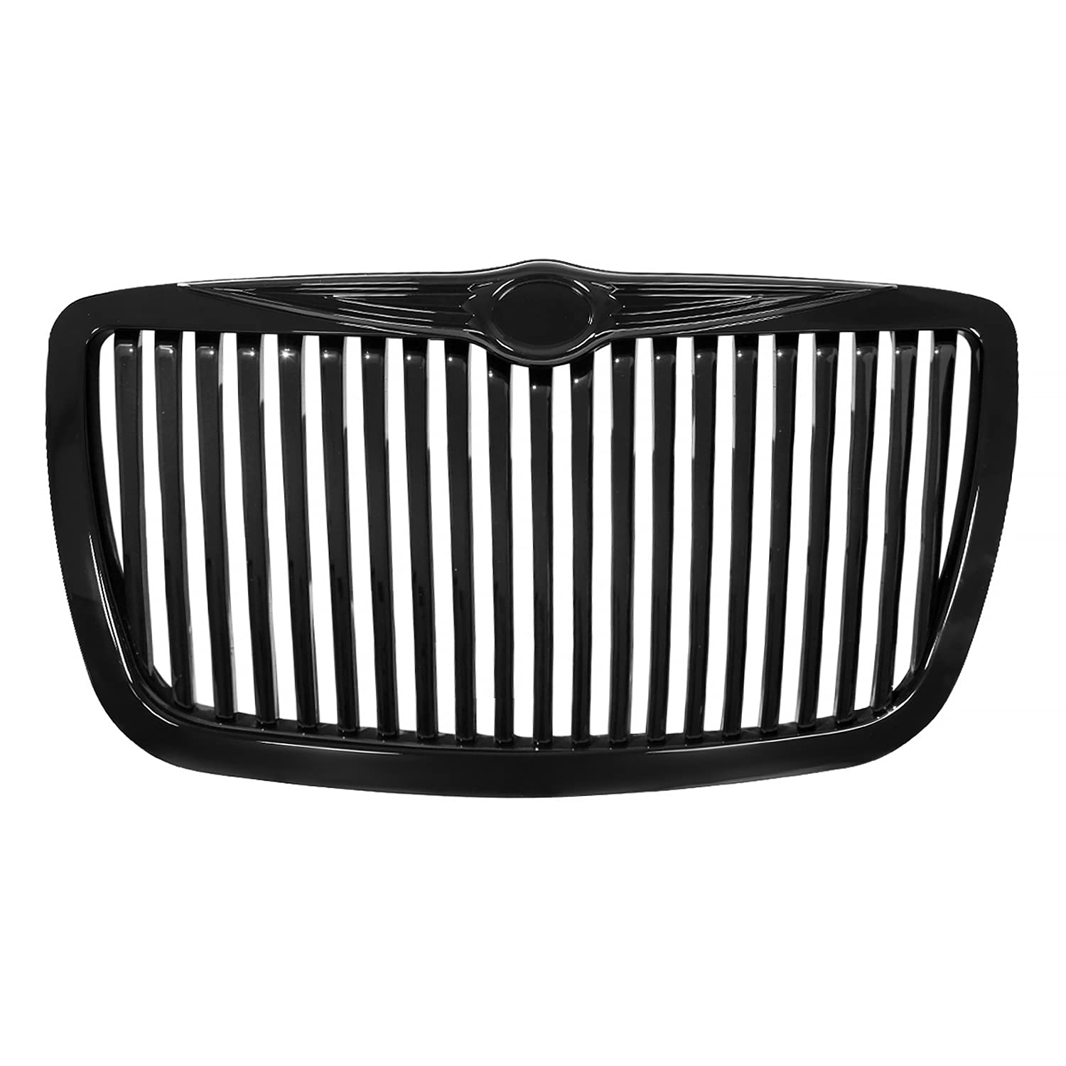 Spec-D Tuning Front Vertical Grill Hood Grille Black Compatible with 2005-2010 Chrysler 300 300C