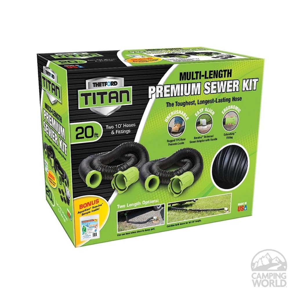 Titan Thetford 17853 15ft 15-Foot Premium RV Sewer Hose Kit-17853, Black/Green