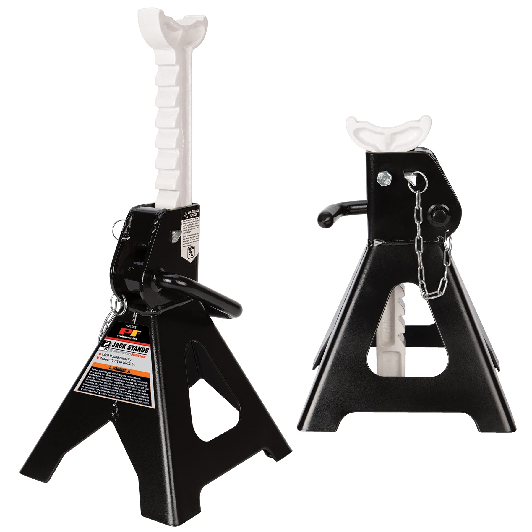 Heavy Duty Performance Tool W41002 Steel Jack Stands with Self-Locking Rachet and Double-Locking Pin, 2-Ton Capacity (Pair)