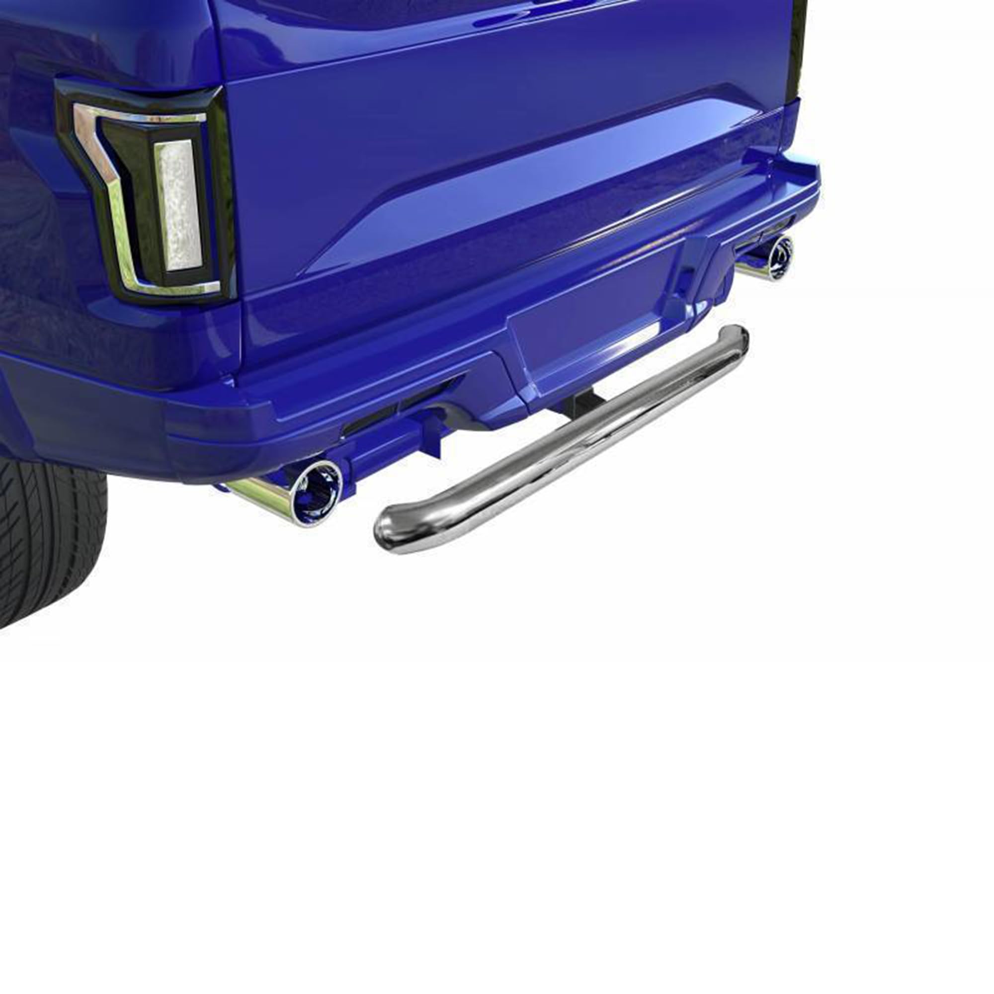 3" Black Horse Tube SS Tow Hitch Step Rear Bumper Guard Compatible with Trucks & SUVs Equipped with 2" Receivers-RBP1000SS