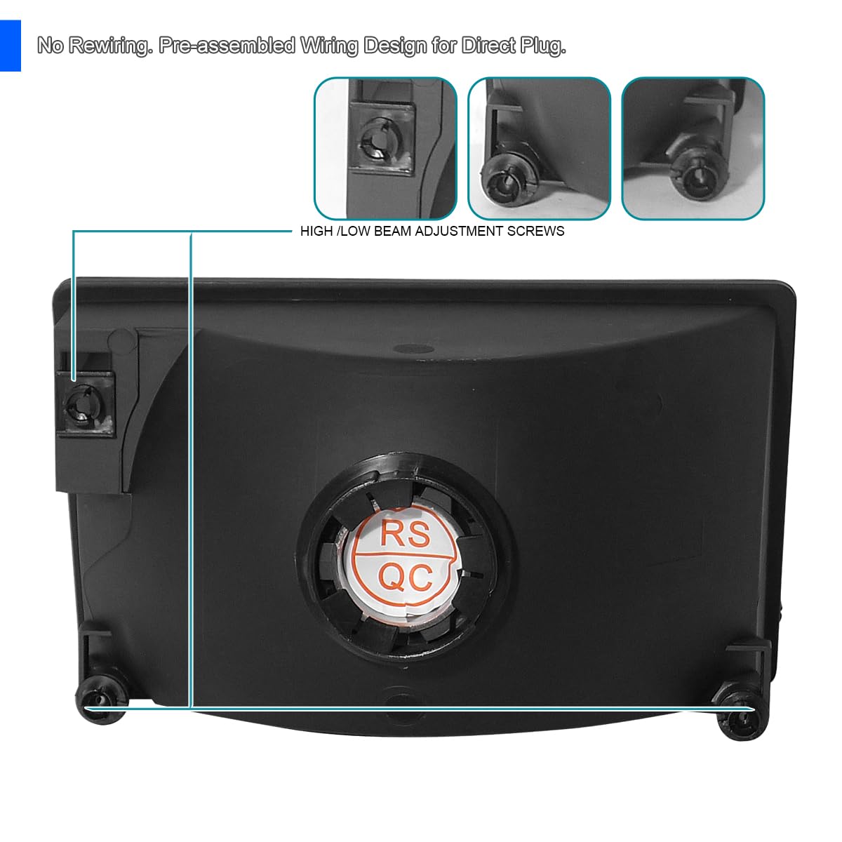 Black Housing SPEC-D TUNING Clear Lens Headlights + Bumper Lights + Corner Lamps Compatible with 1993-1996 Jeep Grand Cherokee, Left + Right Pair Headlamps Assembly