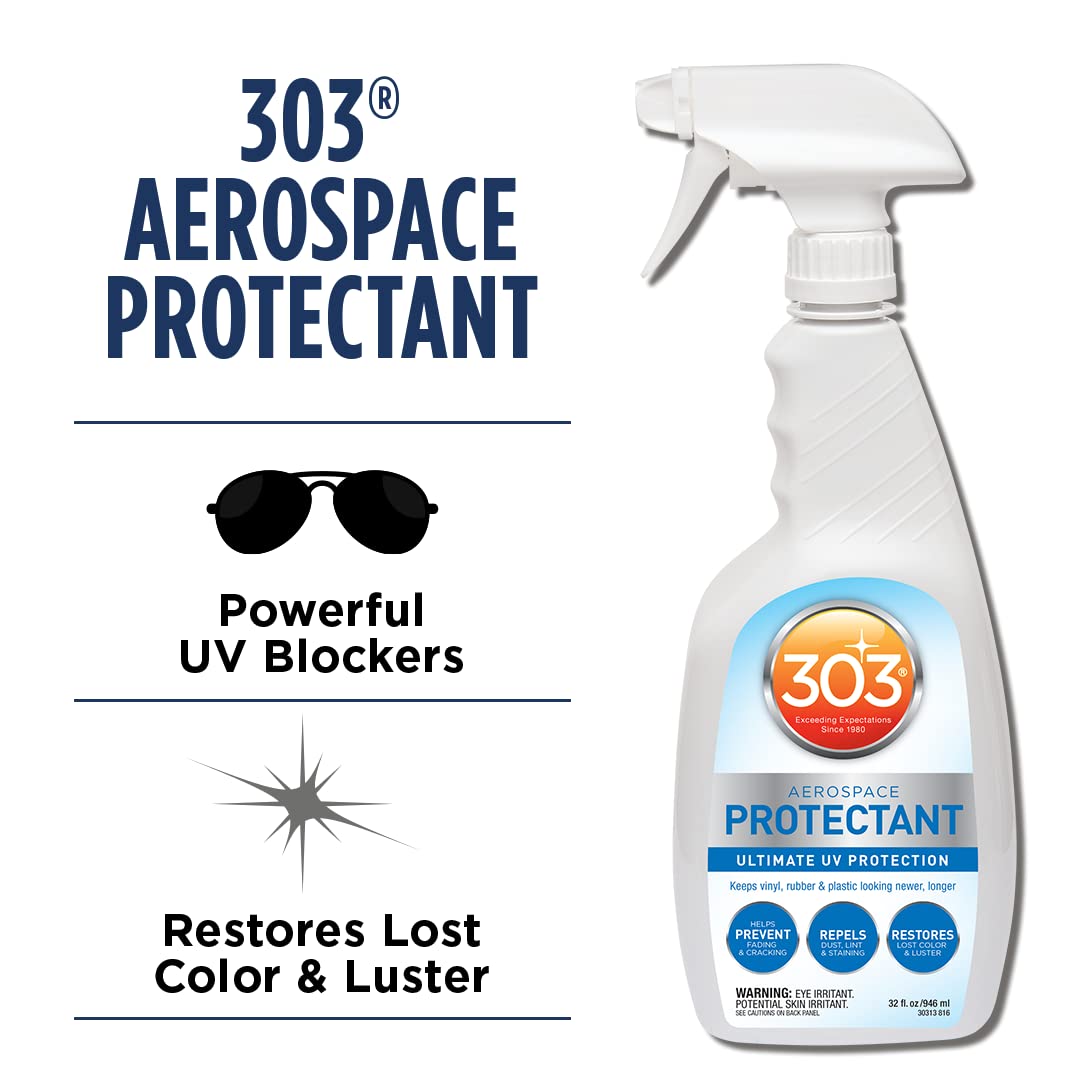 303 Products Protectant Aerospace Spray, UV Protection, Repels Dust, Dirt, & Staining, Matte Finish, Restores Like-New Appearance, Outdoor Cleaning Supplies 32 Fl. Oz.