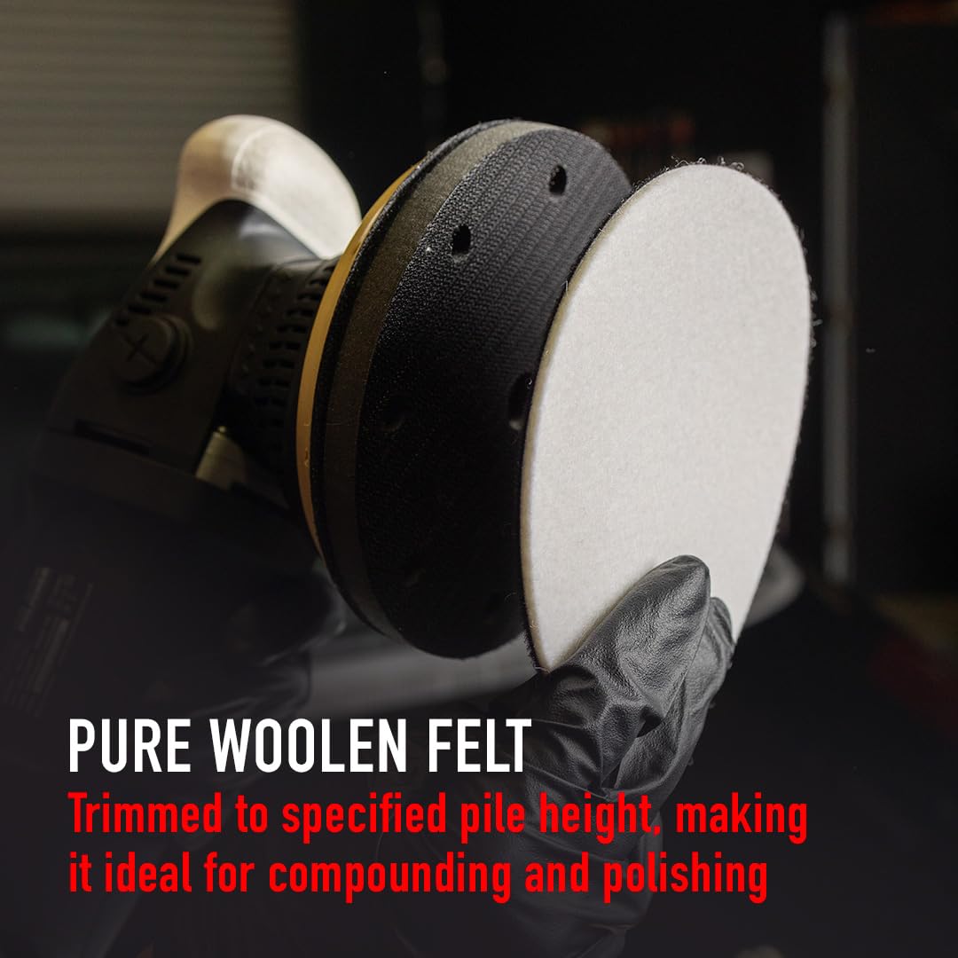 5” Maxshine 2-Piece Wool Felt Polishing Pad – Compressed 100% Natural Wool with Hook & Loop – Ideal for Glass Polishing, Hard Paint, and Irregular Surfaces