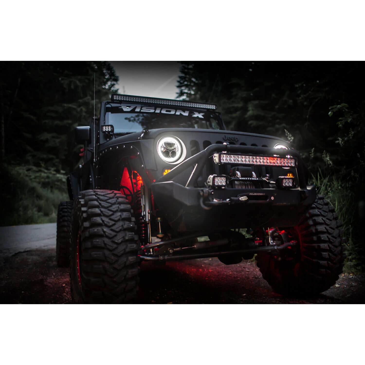 7" Round Vision X Lighting (XIL-7RDB) VX LED Headlight w/Low-High-Halo, Single Light, Black Chrome Face