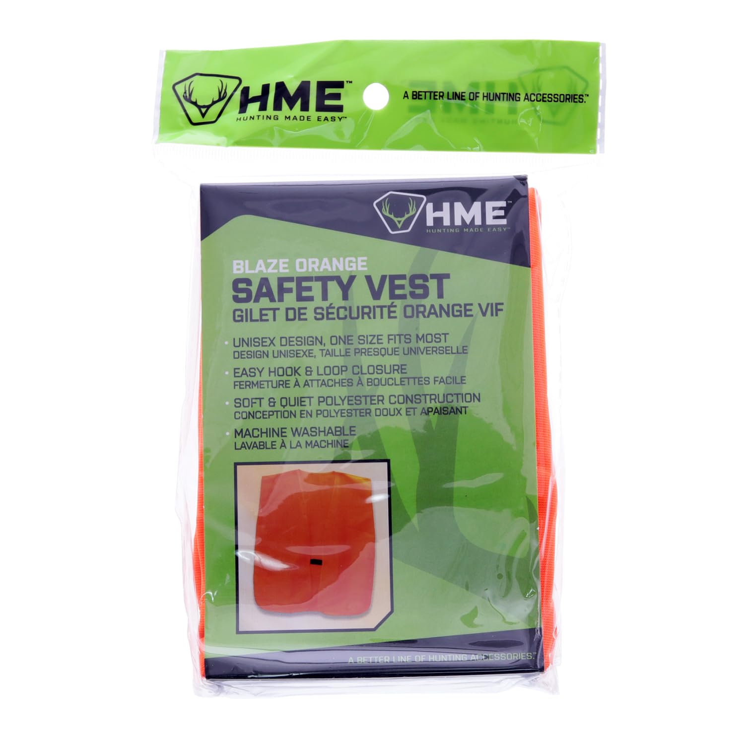 HME Durable Highly Visible Blaze Orange Reliable Versatile All-Season Unisex 100% Polyester Hunting Safety Vest with Hook-and-Loop Closure & Open Sides, Youth