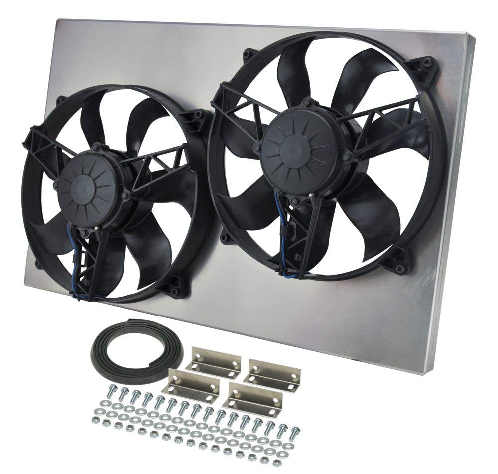 High Output Derale Performance 16831 Gray/Black Dual Radiator Fan
