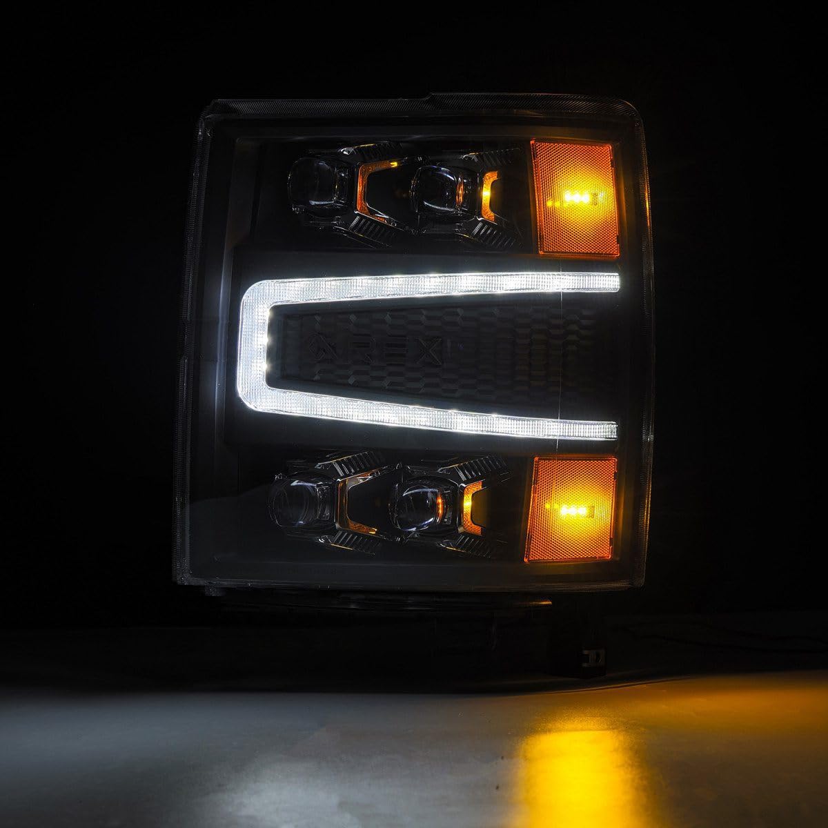 NOVA-Series AlphaRex 04-15 Chevy 1500HD LED Proj Headlights Black w/Activ Light/Seq Signal & SB DRL