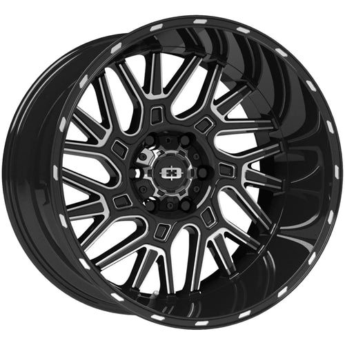 404 Brawl Vision 20x10 6x5.5" -25mm Black/Milled Wheel Rim 20" Inch