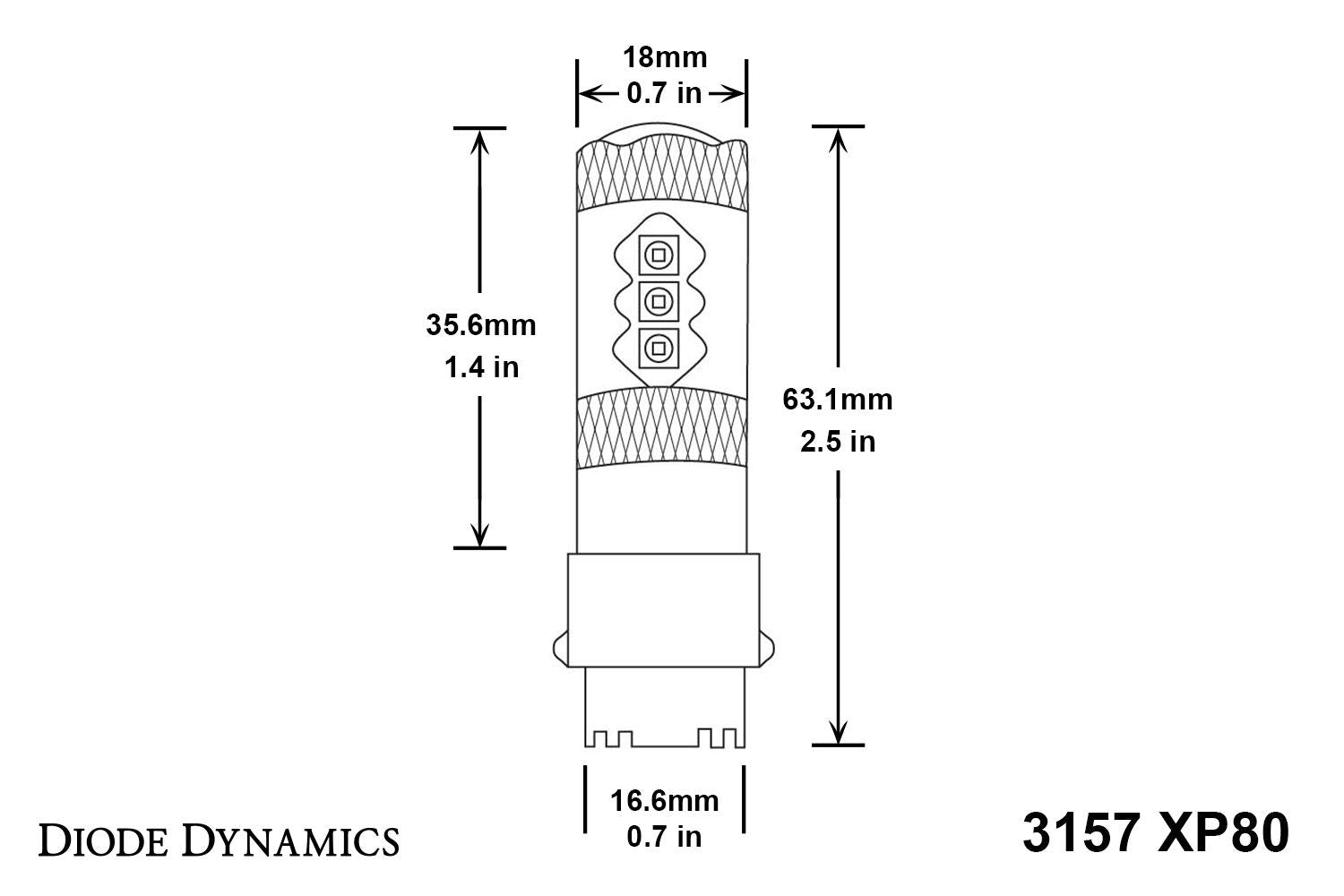 LED Amber 3157 Bulb XP80 Single Diode Dynamics