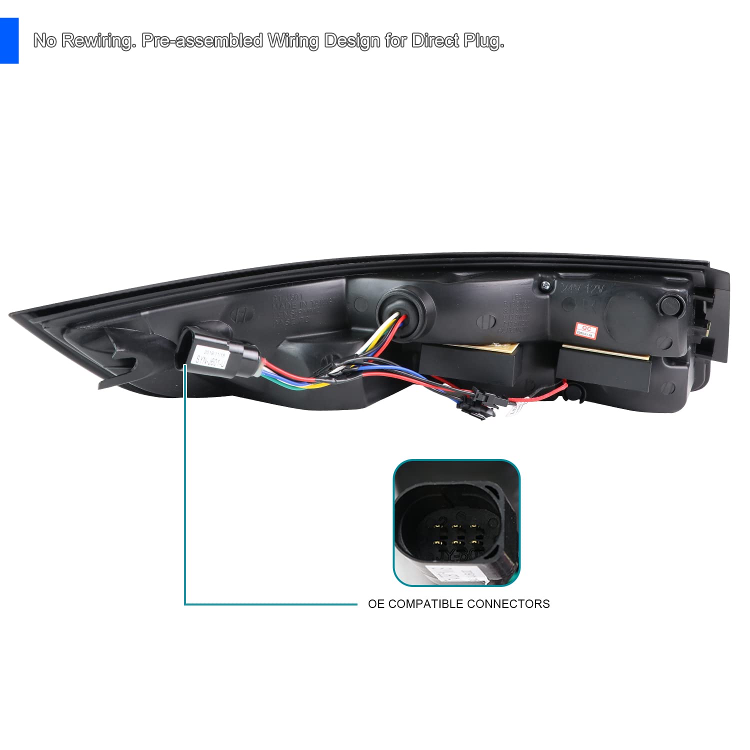 Black LED Tail Lights SPEC-D TUNING Compatible with 2005-2008 Porsche 911 997 Carrera/Carrera 4 / Carrera S/Carrera 4S / Targa 4 / Targa 4S, Left + Right Pair Assembly