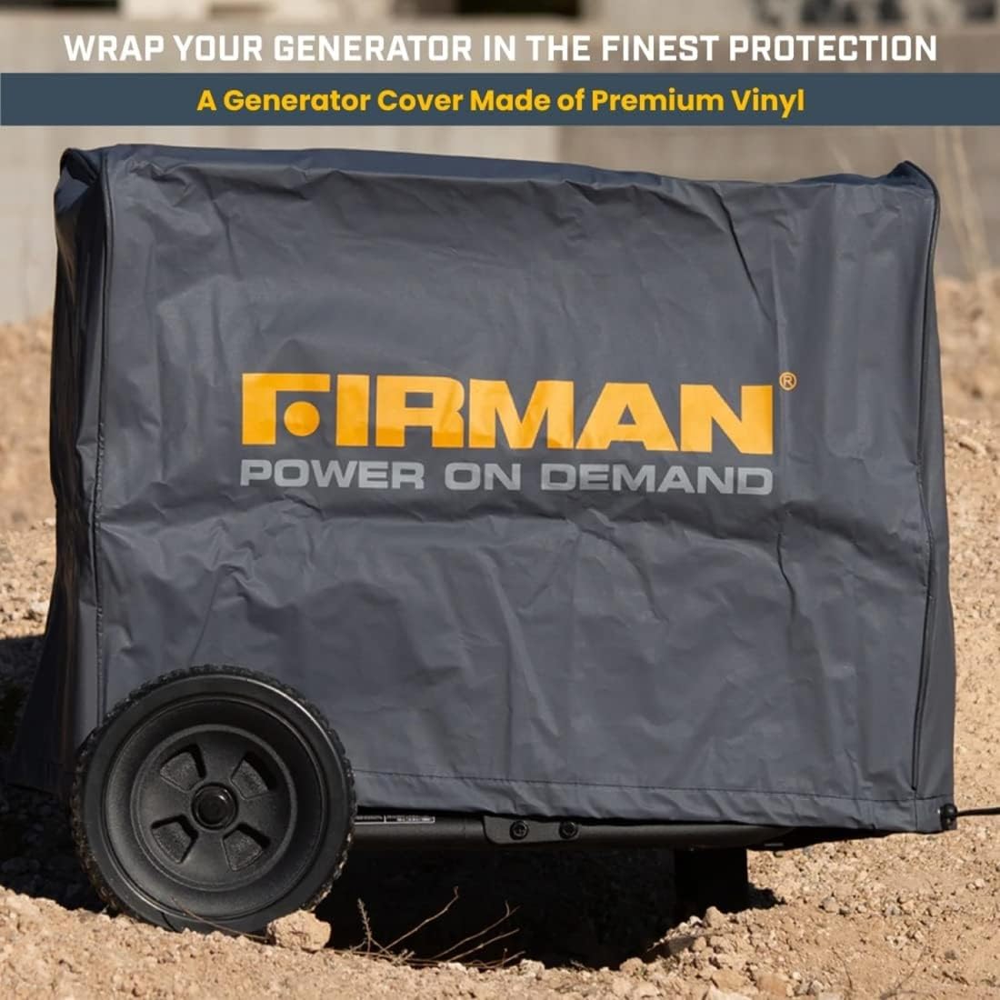 FIRMAN Large Portable Generator Cover 1009, Heavy Duty Waterproof Vinyl, Double Insulated Protection for Generators 5000 Watts and above, with Drawstring Closure and Secure Pull Cord