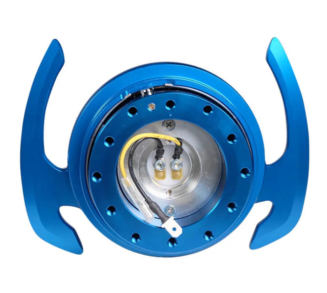 NRG Innovations GEN 4.0 NRG-SRK-700BL Steering Wheel Quick Release Kit Adapter, 6x70 and 6x74mm Bolt Patterns, Black Body/Blue Ring With Handles