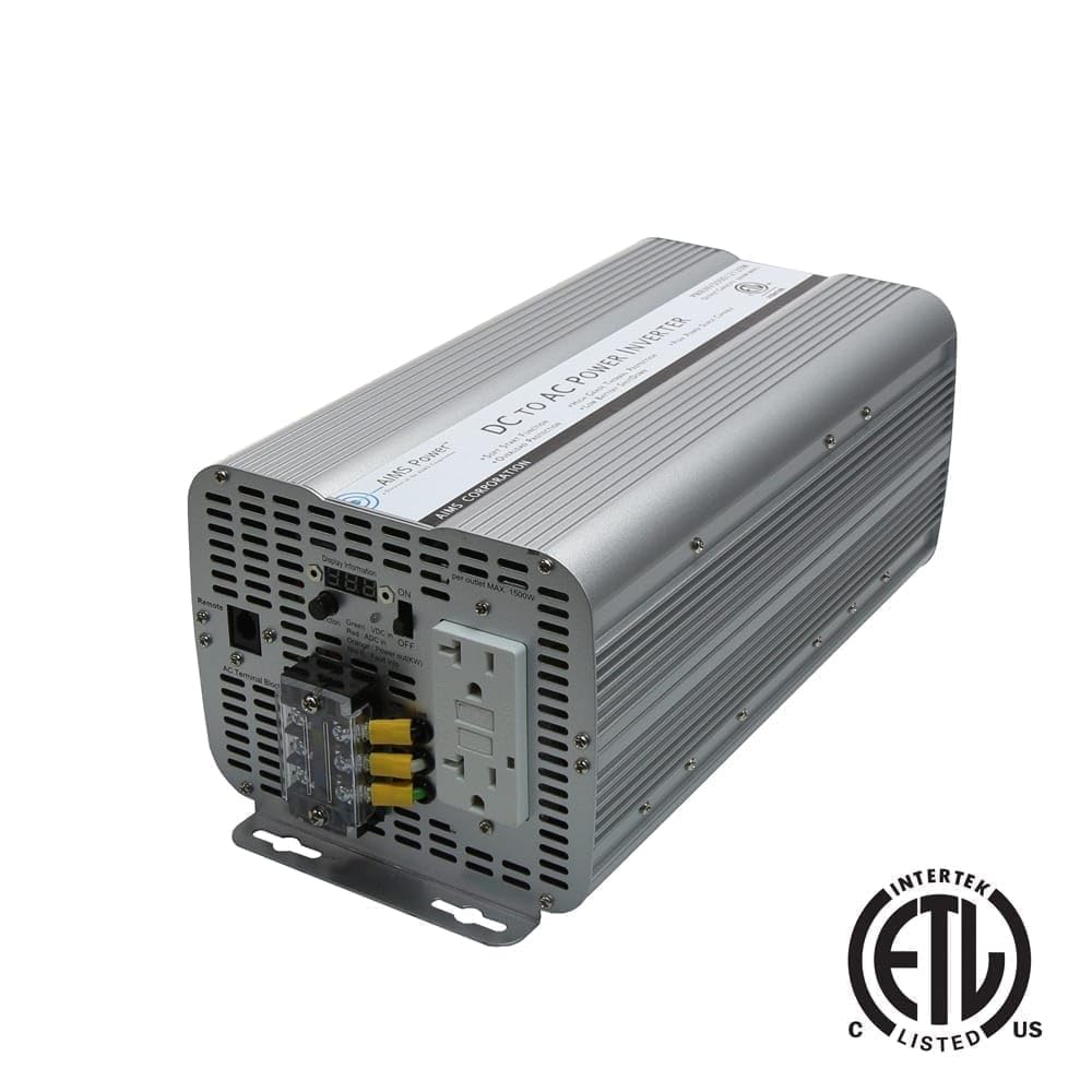 3000 Watt AIMS Power Modified Sine Power Inverter 12Volt DC to 120 Volt AC ETL Certified to UL 458 with GFCI Outlets and AC Terminal Block