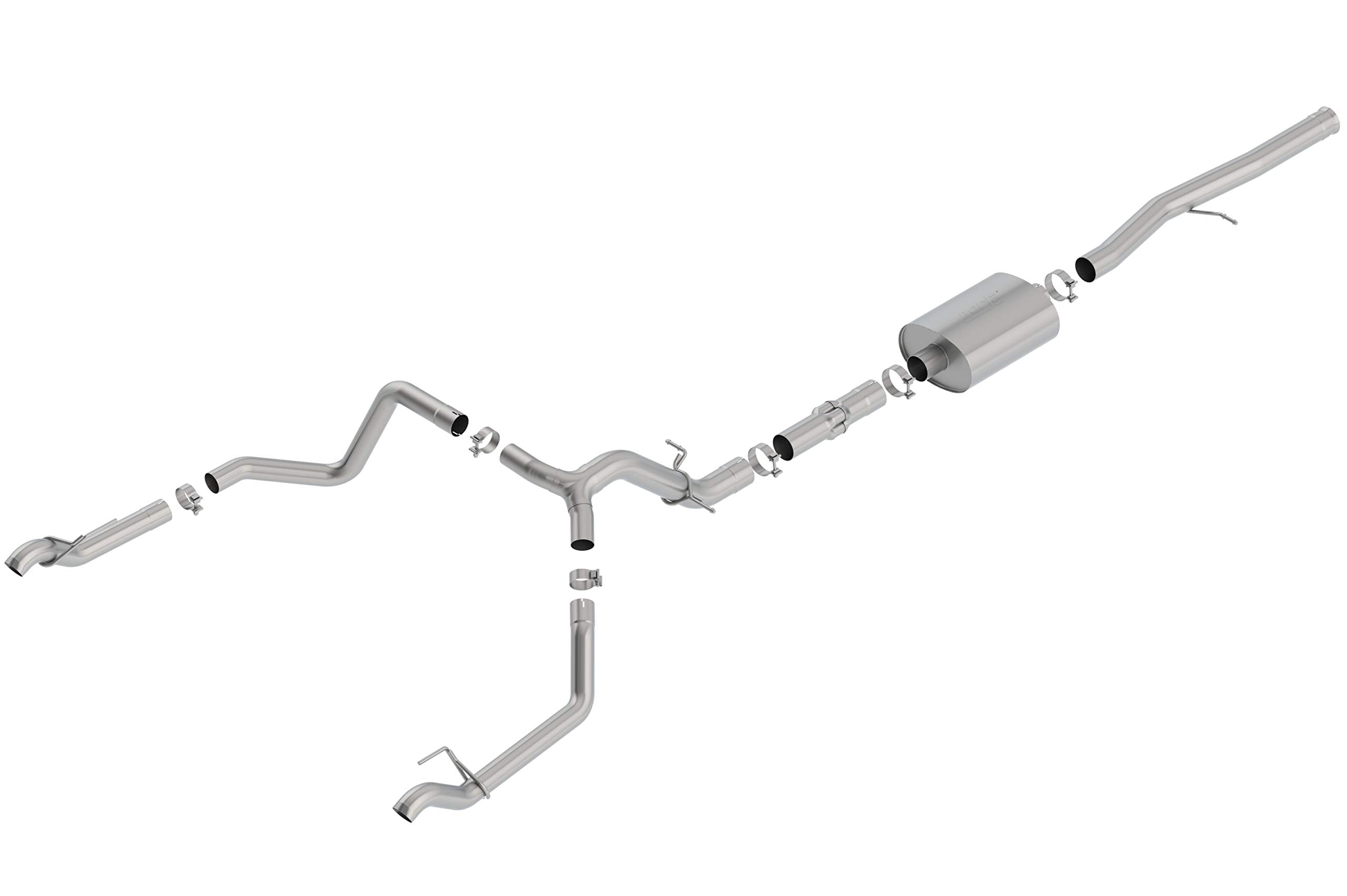 BORLA Cat-Back Perf. Exhaust Sys. for '19-'23 Chevrolet Silverado 1500 V8 & GMC Sierra 1500 V8 T-304 Stainless Steel ATAK Sound Dual Split Rear Exit Single Outlet on Each Side Reuse O.E. Tips