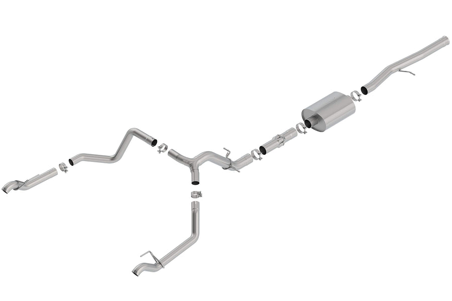 BORLA Cat-Back Perf. Exhaust Sys. for '19-'23 Chevrolet Silverado 1500 V8 & GMC Sierra 1500 V8 T-304 Stainless Steel ATAK Sound Dual Split Rear Exit Single Outlet on Each Side Reuse O.E. Tips