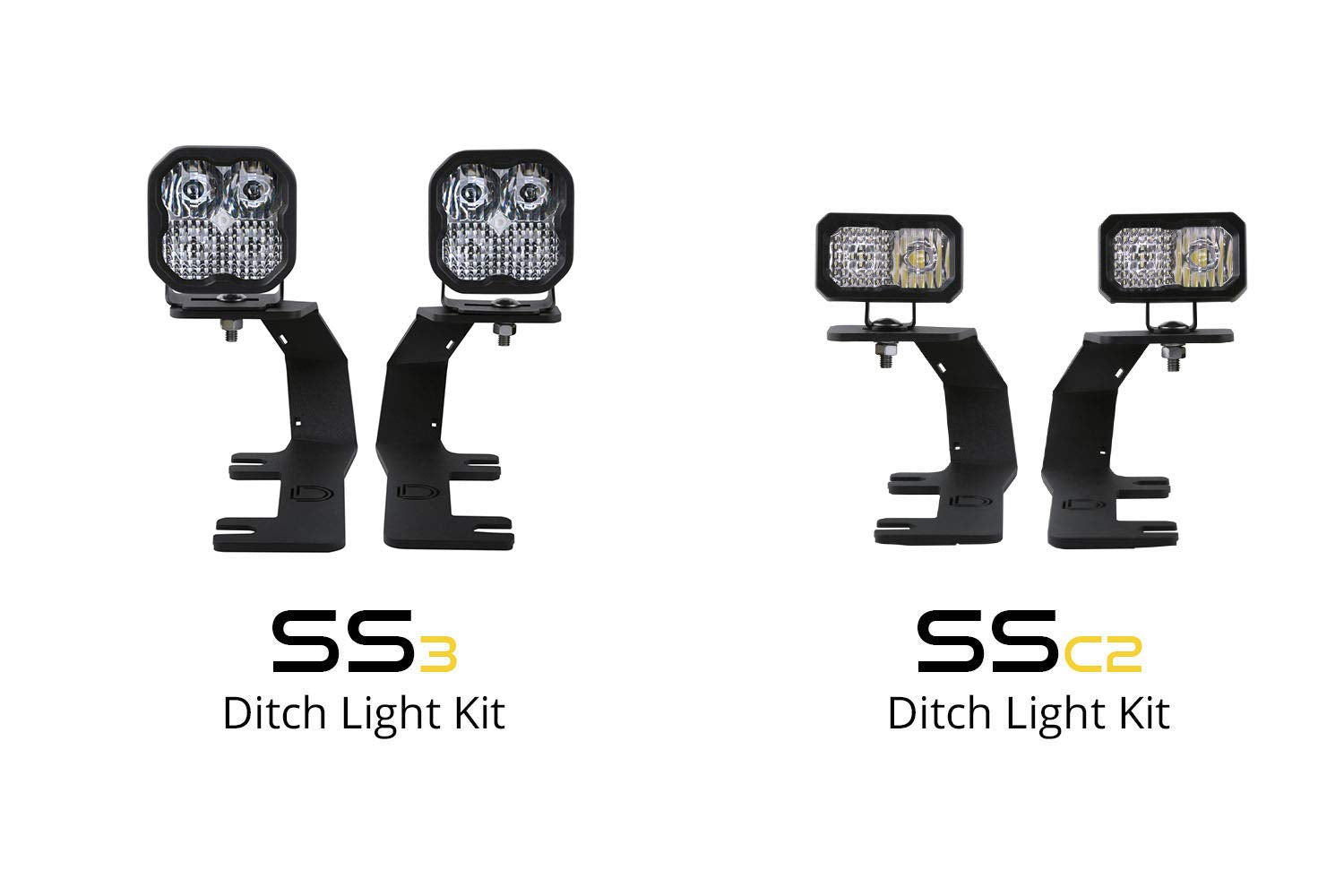 Diode Dynamics Backlit Stage Series Ditch Light Kit compatible with Chevrolet Silverado 1500 2014-2019, C2 1.0 Pro White Combo