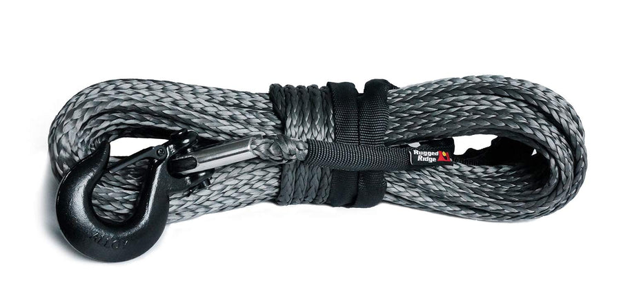 Synthetic Winch Line, Rugged Ridge, Dark Gray, 25/64 inch x 94 feet, Universal | 15102.13