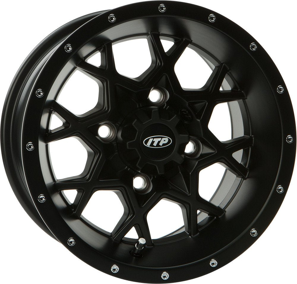 Matte Black ITP Hurricane Wheel with Machined Finish (14x7"/4x110mm)