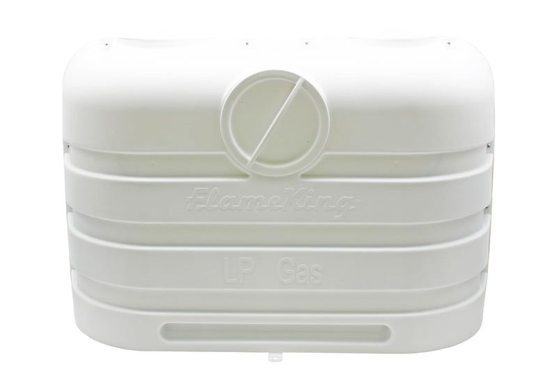 Flame King 20LB Dual LP Propane Tank Light Plastic Heavy Duty Cover for RV, Travel Trailer, Camper - White