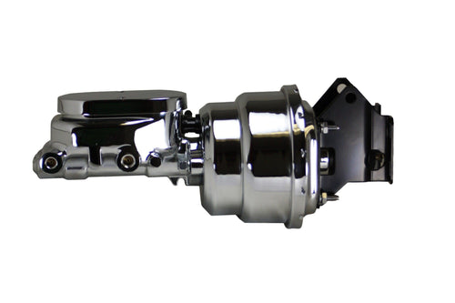 7 Inch LEED BRAKES Dual Power Booster, 1-1/8 Inch Bore Flat Top Master (Chrome)