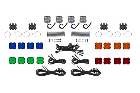 Diode Dynamics LED Rock Light Installer Kit Stage Series SXS (4-pack), White Diffused
