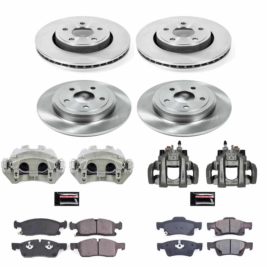 Power Stop KCOE7413 Replacement Autospeciality Front and Rear Caliper Kit- OE Rotors, Ceramic Brake Pads, Calipers For Jeep Grand Cherokee 2017-2019 [Model Specific]