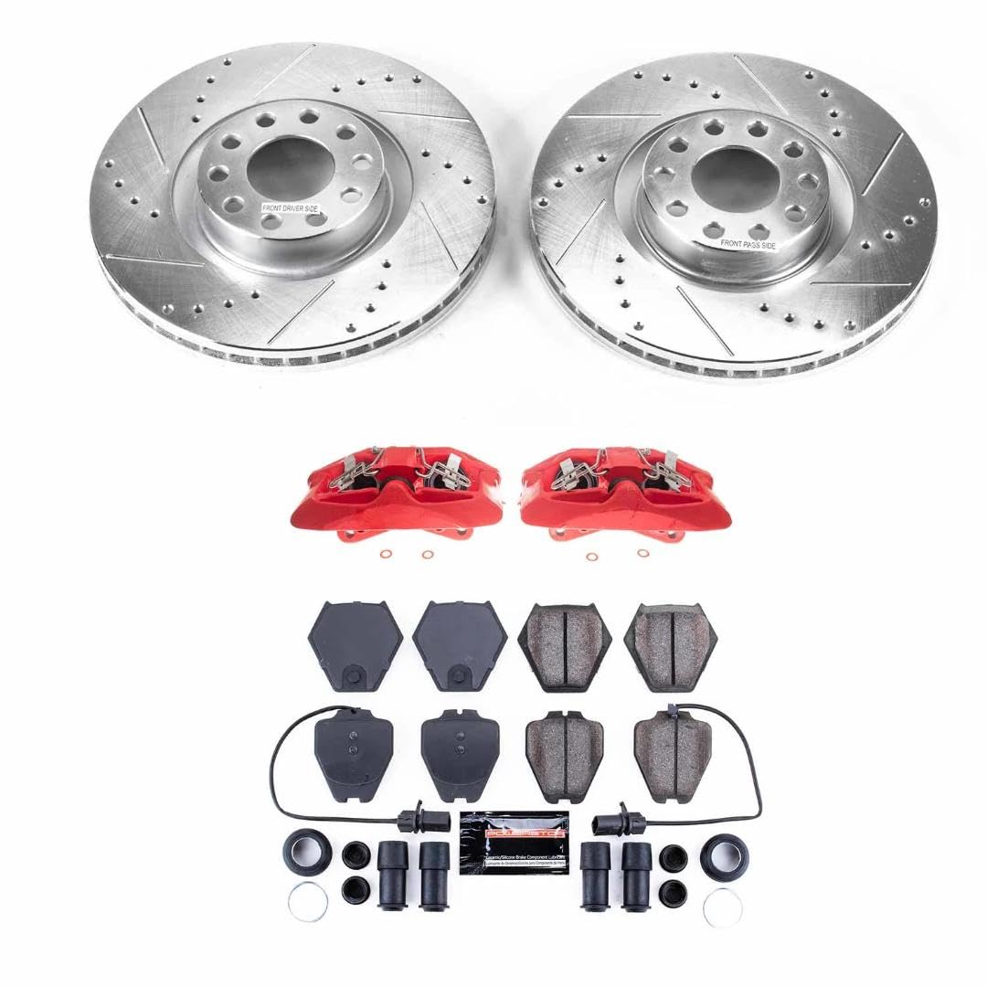 Power Stop Z23 Front Brake Caliper Kit-Rotors, Carbon Ceramic Brake Pads, Calipers For Audi A6 Quattro 2000-2004, Audi S6 2002-2003 [Model Specific]