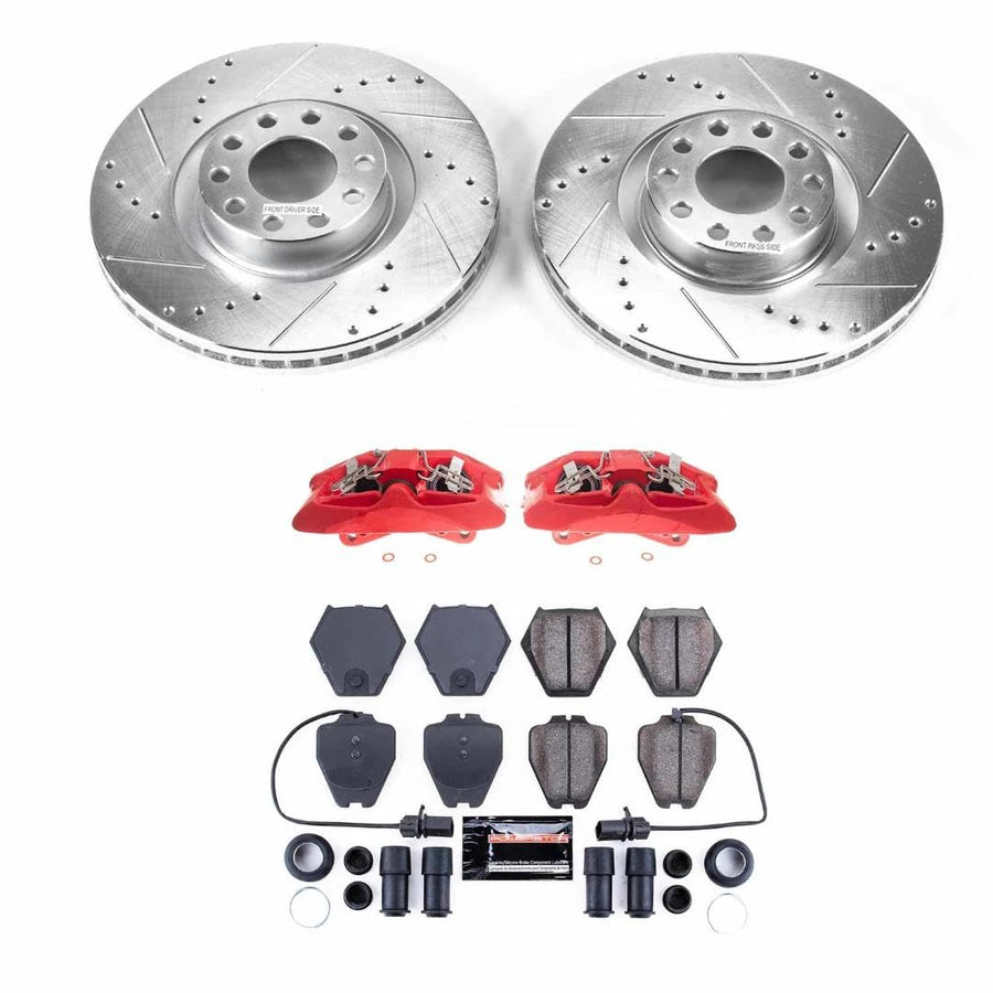 Power Stop Z23 Front Brake Caliper Kit-Rotors, Carbon Ceramic Brake Pads, Calipers For Audi A6 Quattro 2000-2004, Audi S6 2002-2003 [Model Specific]