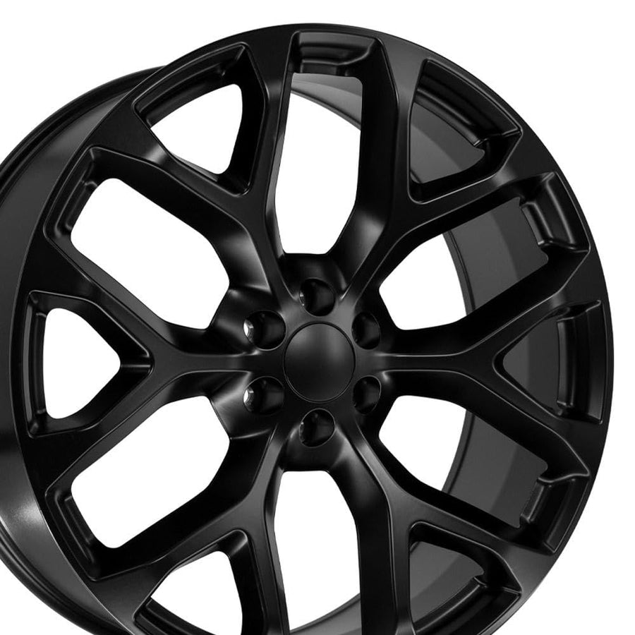 26 Inch OE Wheels CV98B Rim Fits Silverado 1500 Snowflake Style 6x139.7 26x10 Satin Black - Hollander 5904 (1)