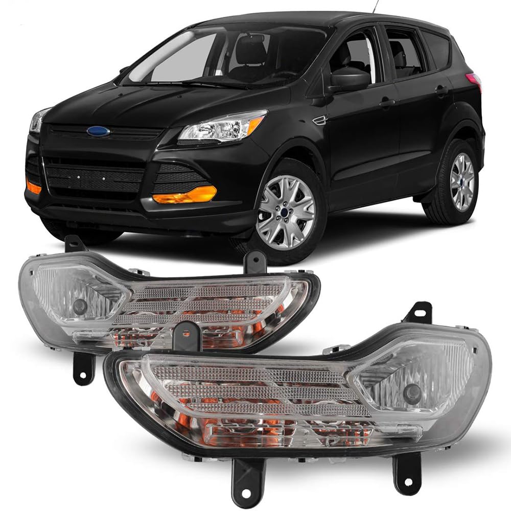Winjet 2013 WJ30-0542-09 2014 2015 2016 Escape Clear Lens Factory Style OE OEM Fitment Replacement Fog Light Set Pair