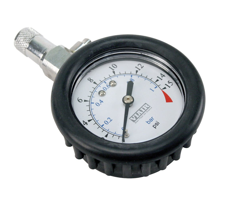2.0" VIAIR 90058 Tire Gauge with Boot (0 to 15 PSI)
