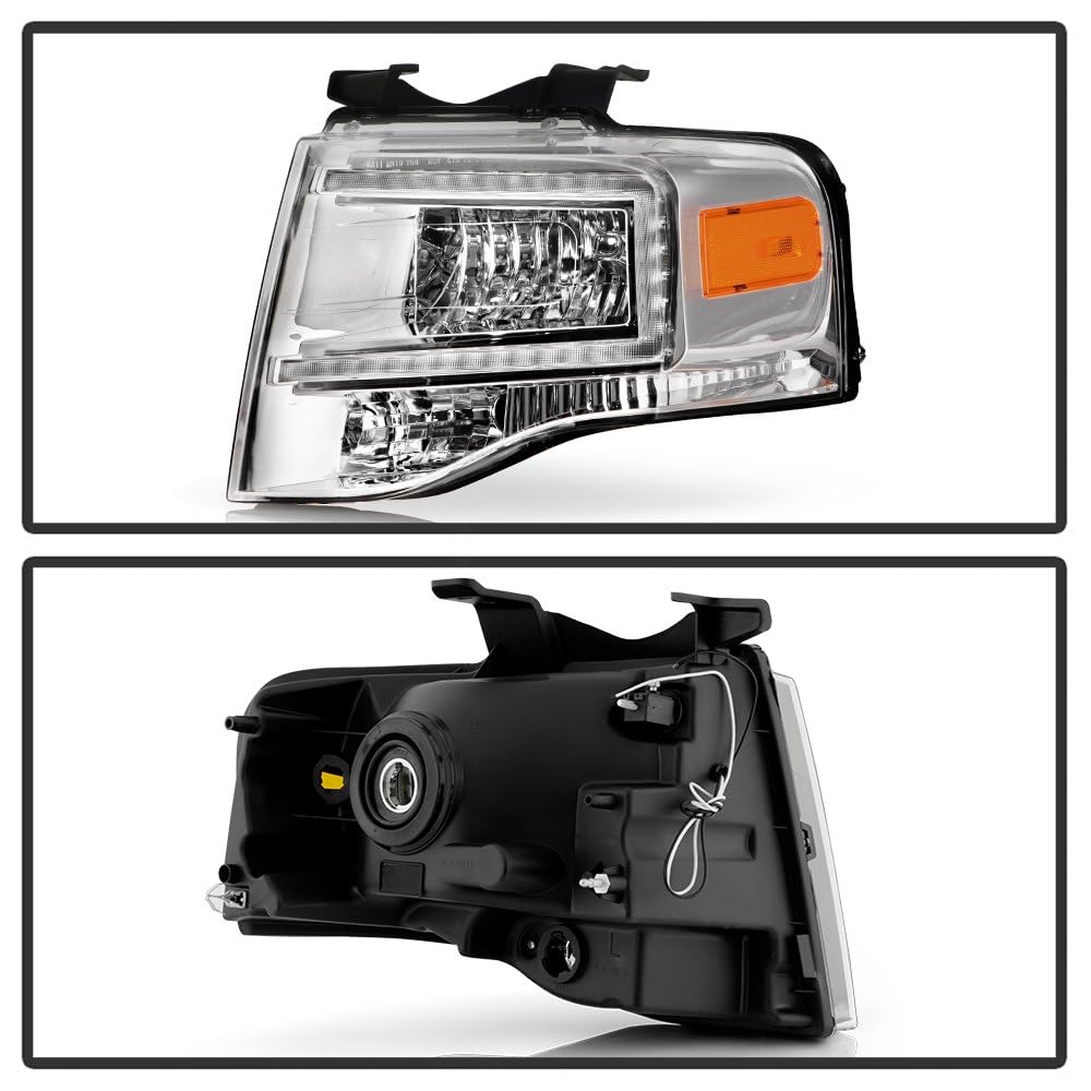Ford Expedition 2007-2014 Headlights with Light Bar -Chrome Spyder (xTune)