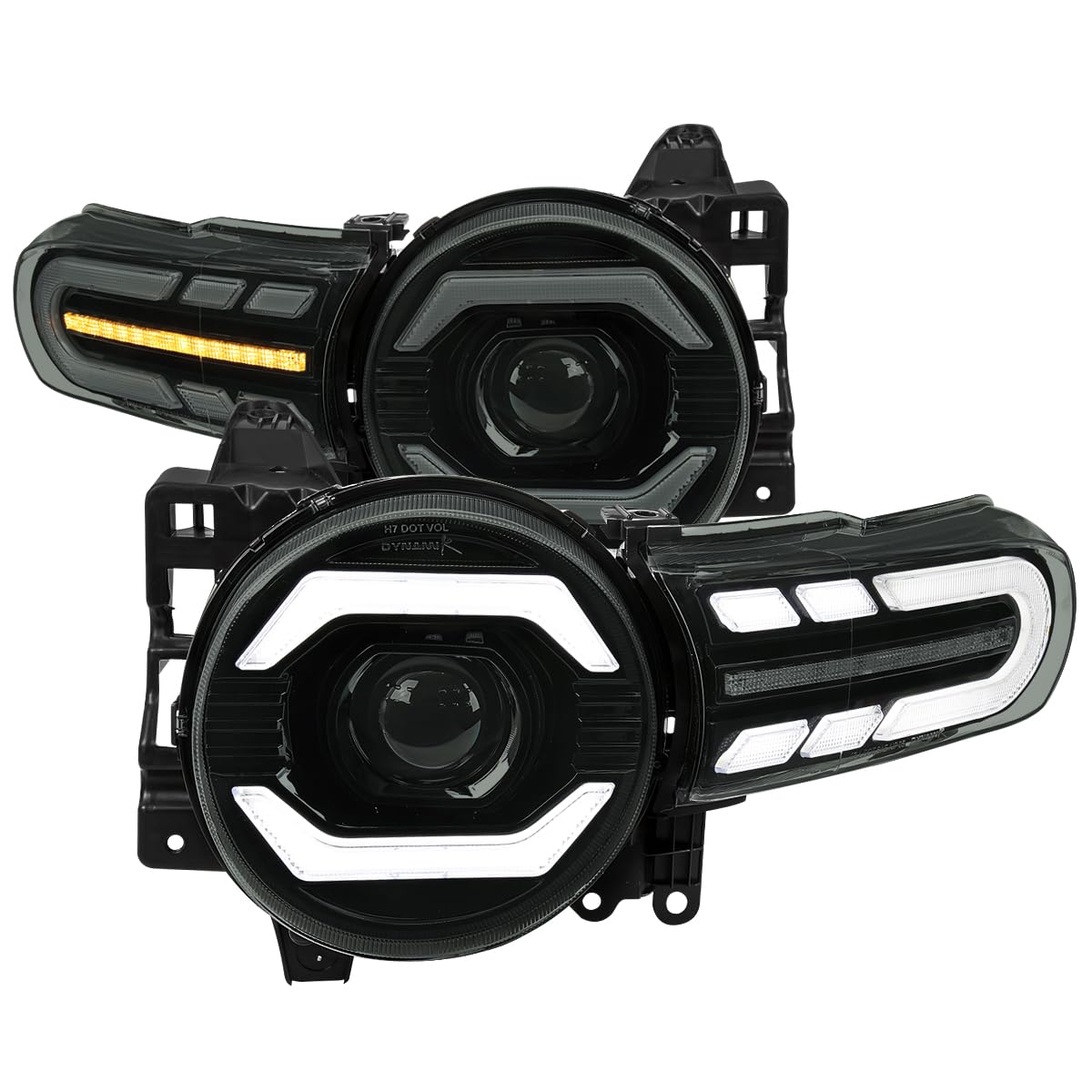 Black Smoke SPEC-D TUNING Projector Headlights w/LED Sequential Turn Signals and Startup Animation Compatible with 2007-2014 Toyota FJ Cruiser, Left + Right Pair Headlamp Assembly