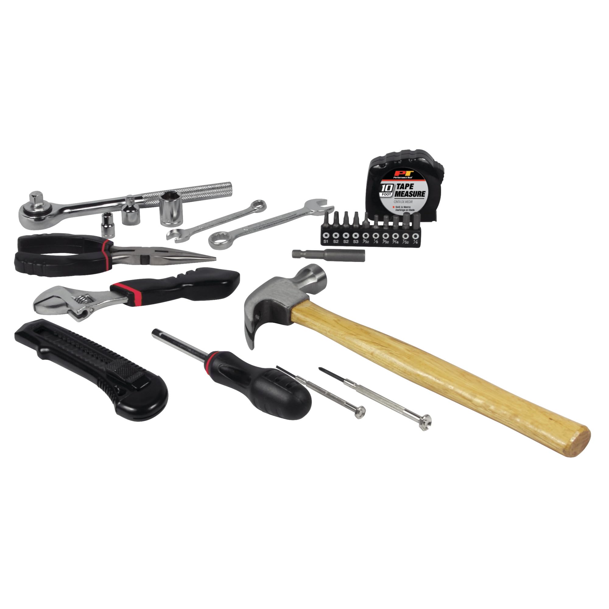 W1532 Performance Tool 107pc Home & Auto Tool Set, Hand Tools - Tool Sets, Red